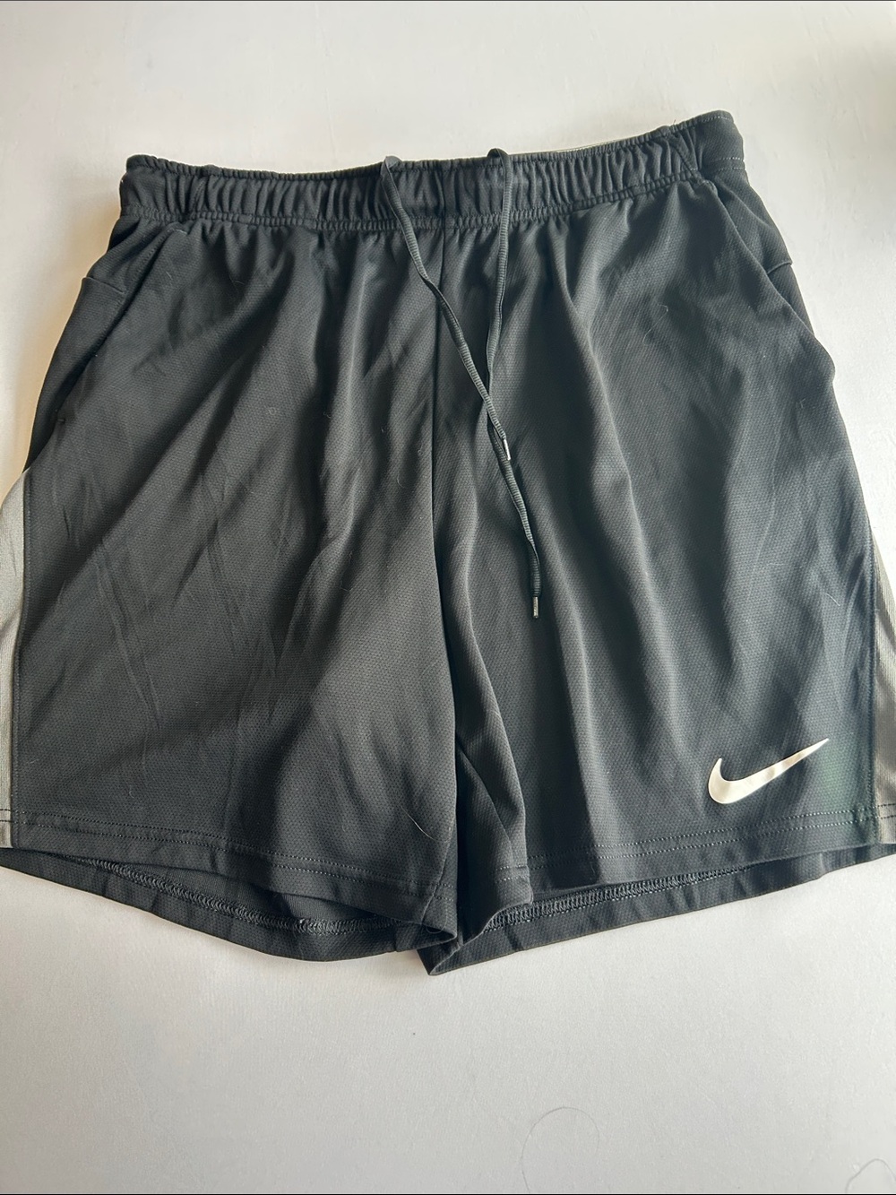 Nike Black Athletic Shorts with White Swoosh